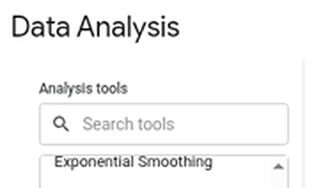 The search box at the top of the Data Analysis tool list